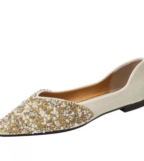 2022 nuove scarpe piatte da donna con strass autunnali elegante decorazione di perle piatte mocassini pigri taglie forti passegg