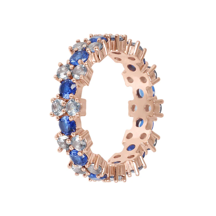 Anello ìGirodito Rosè con Pietre Blu Bianche Donna Bronzallure