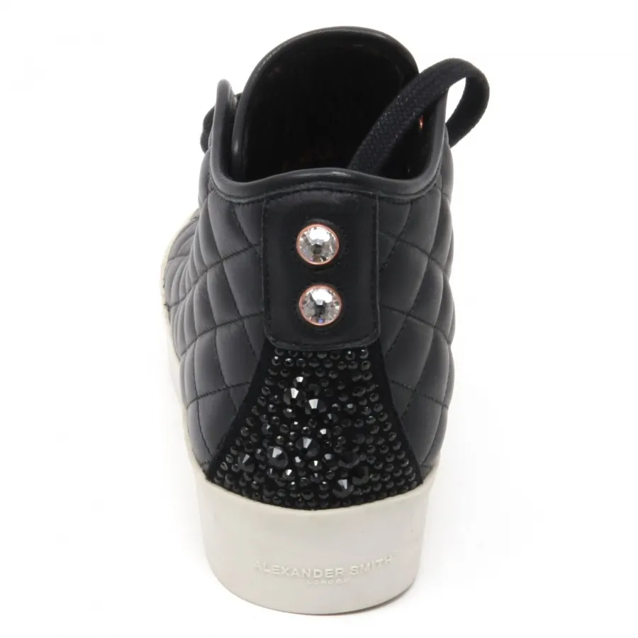 B6686 sneaker alta donna ALEXANDER SMITH LONDON scarpa nero shoe woman