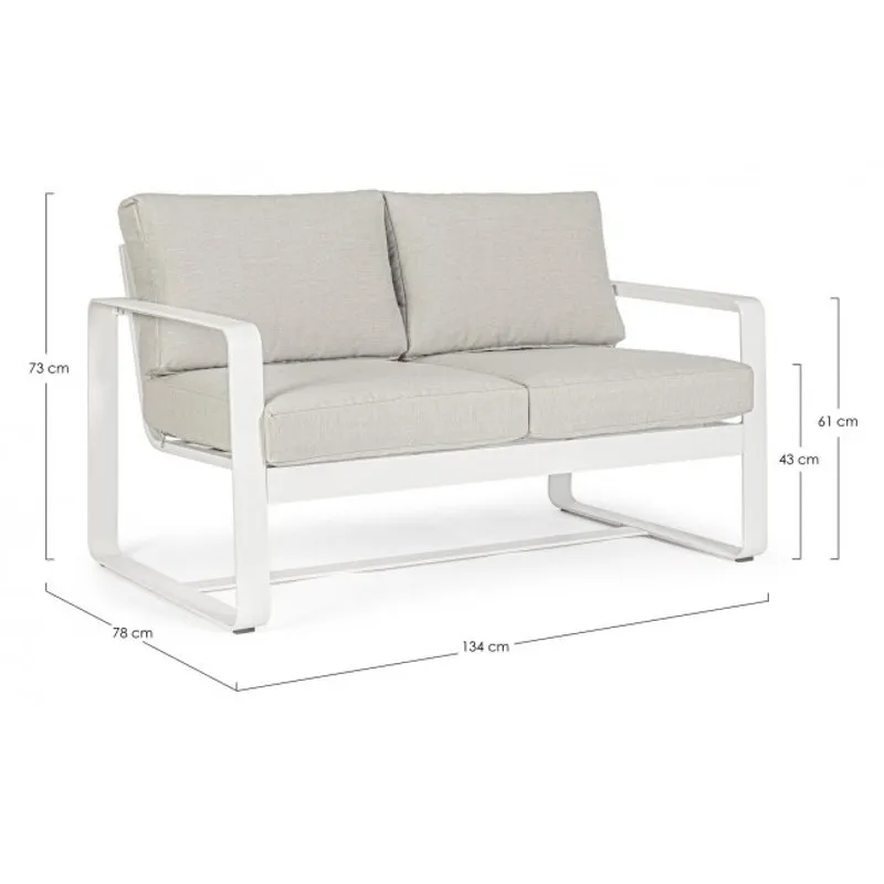 Bizzotto outdoor Divano 2 posti con cuscini Merrigan bianco yk11