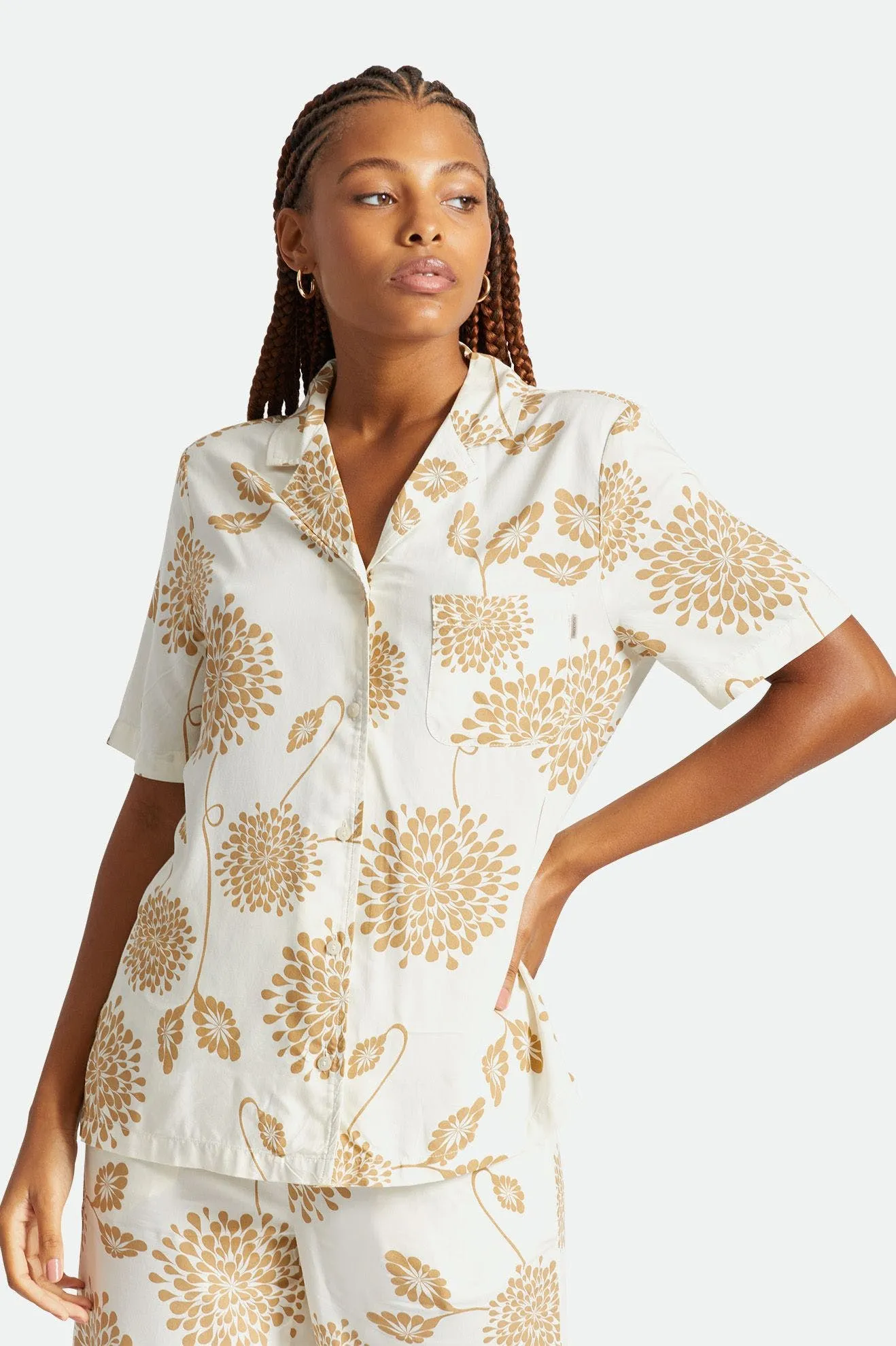 BUNKER GARDEN FLORAL BF S/S WV - DOVE
