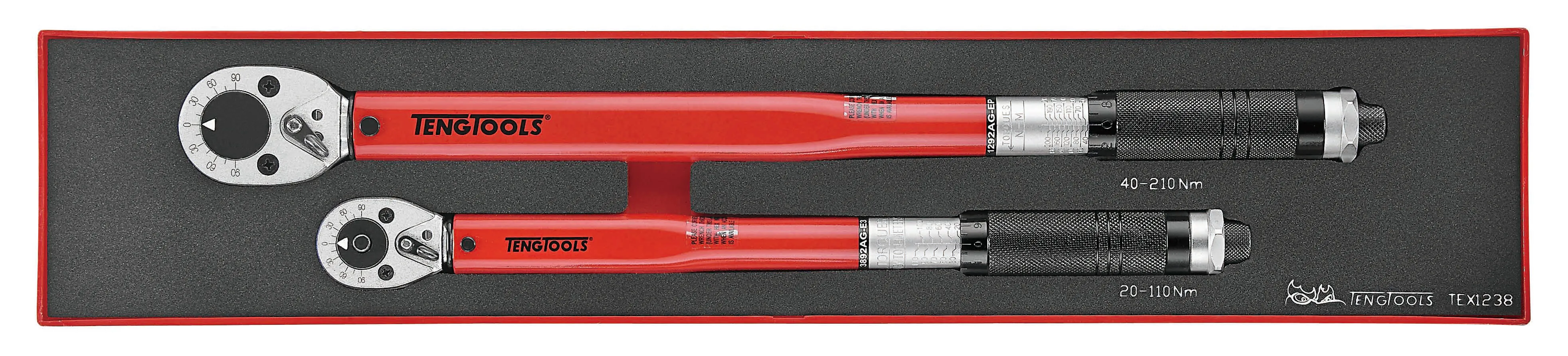 Chiave dinamometrica a scatto Teng Tools, attacco quadrato 1/2 poll., 3/8 poll., coppia da 20 → 110 Nm, 40