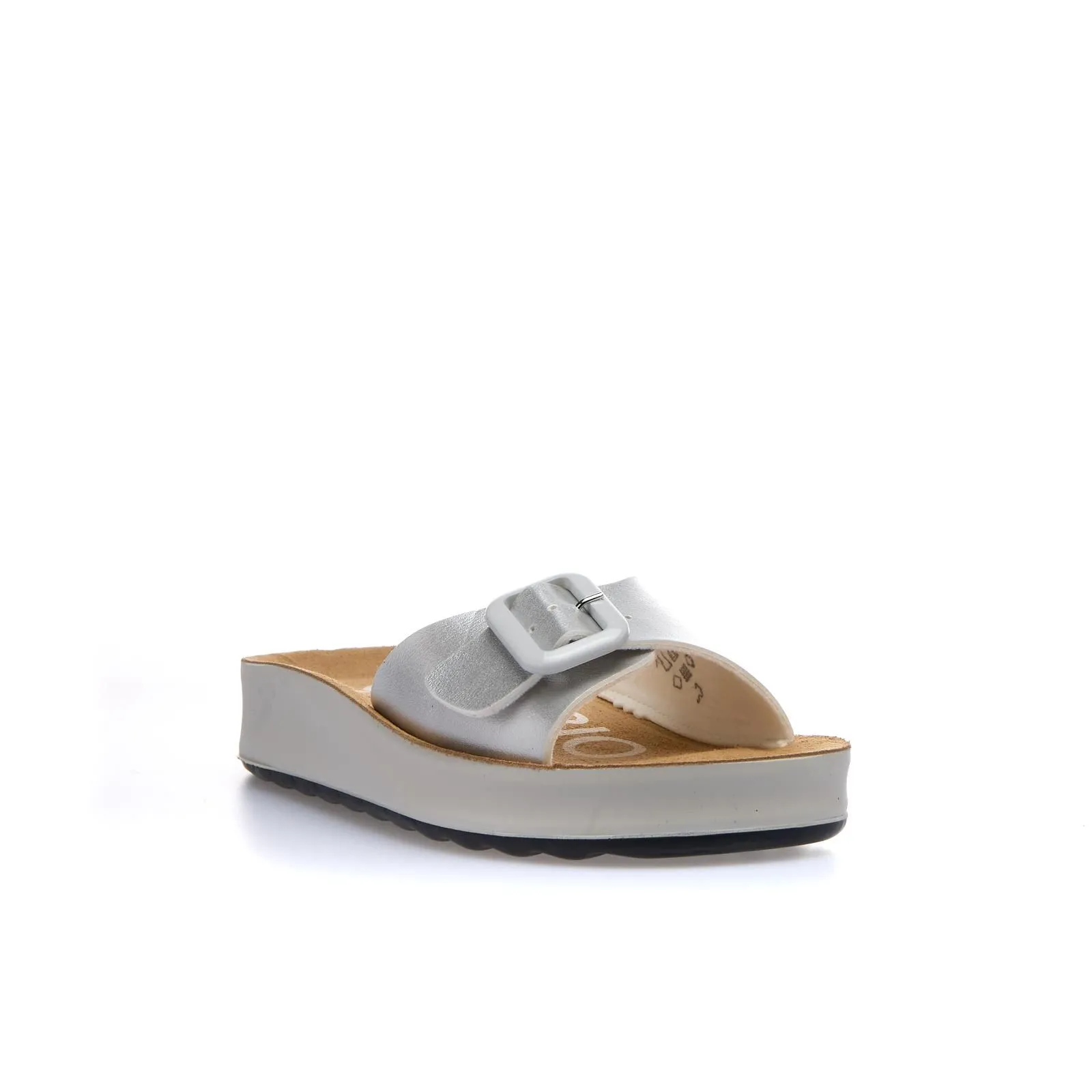Ciabatte casual argento con fibbia e suola platform