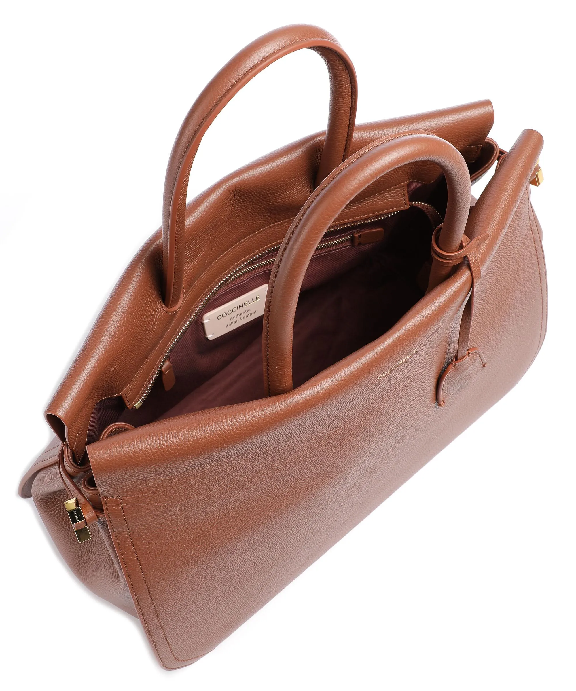  Coccinelle Blue Borsa a mano pelle granulata marrone  