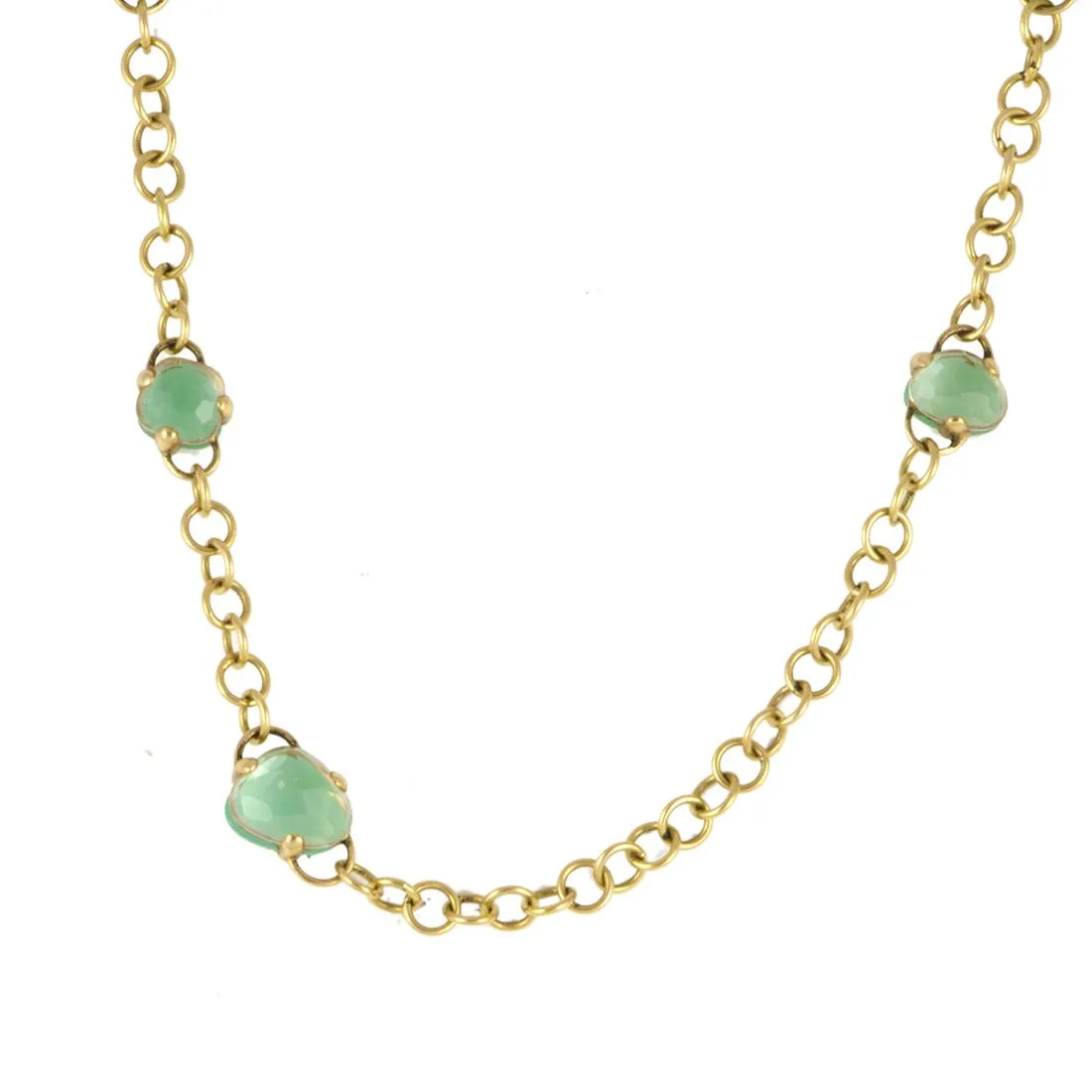 COLLANA IN ORO ROSA CON CRISOPAZIO E CRISTALLO DI ROCCA