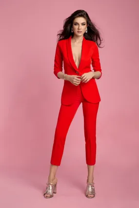 Completo tailleur rosso corallo Atmosphere giacca con scollo a revers
