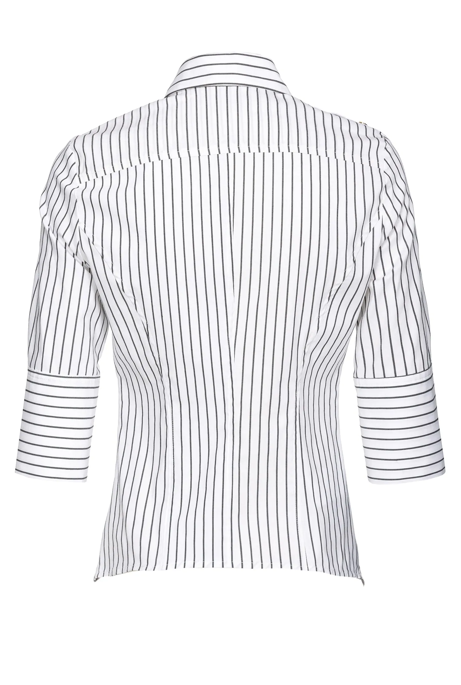 Cotton Shirt with Striped Pattern / White