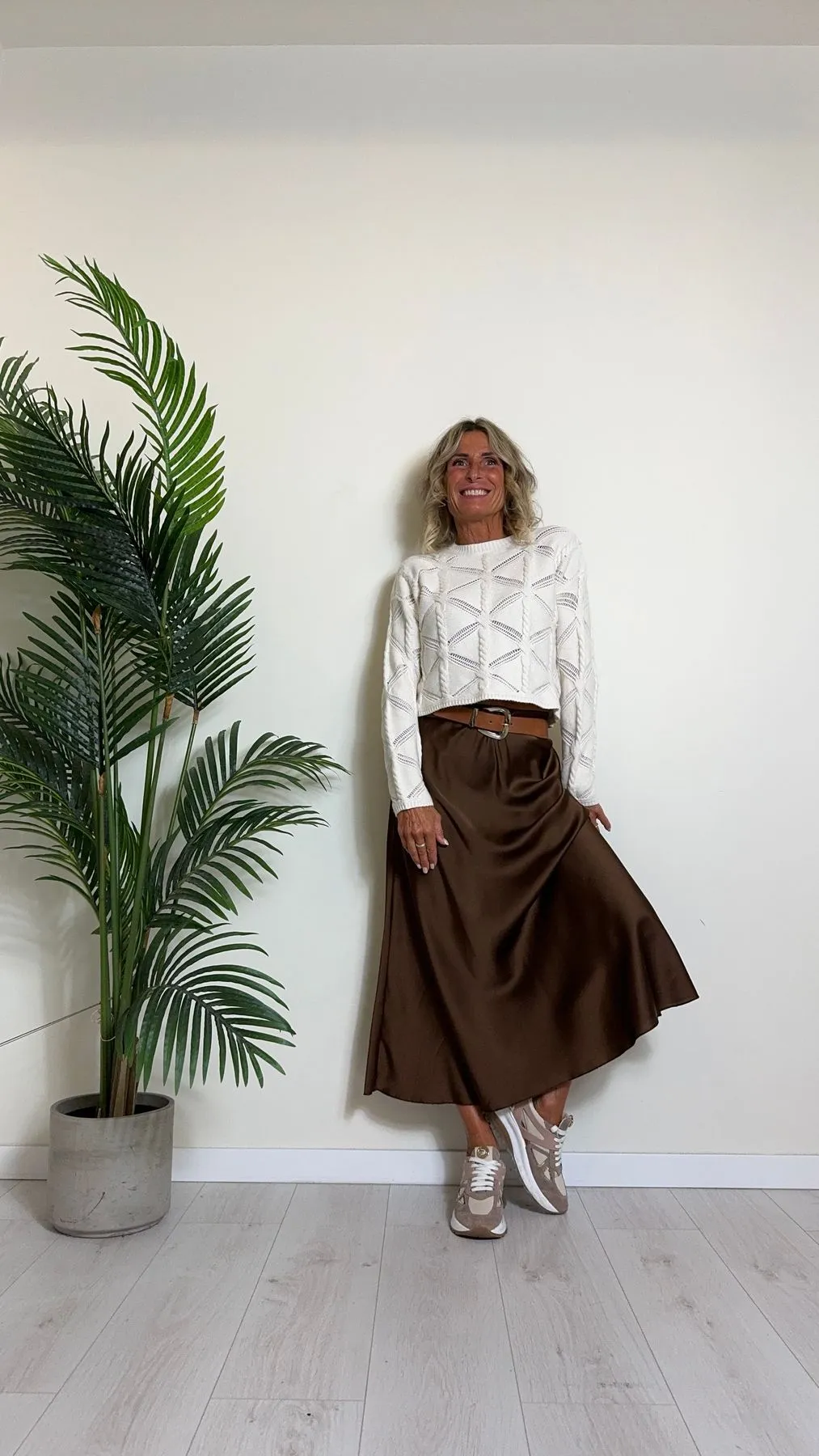 DAFNE - 0778P29 - MAGLIA MOTIVO PUNZONATO CON TRECCINE IN VISCOSA, CROPPED FIT