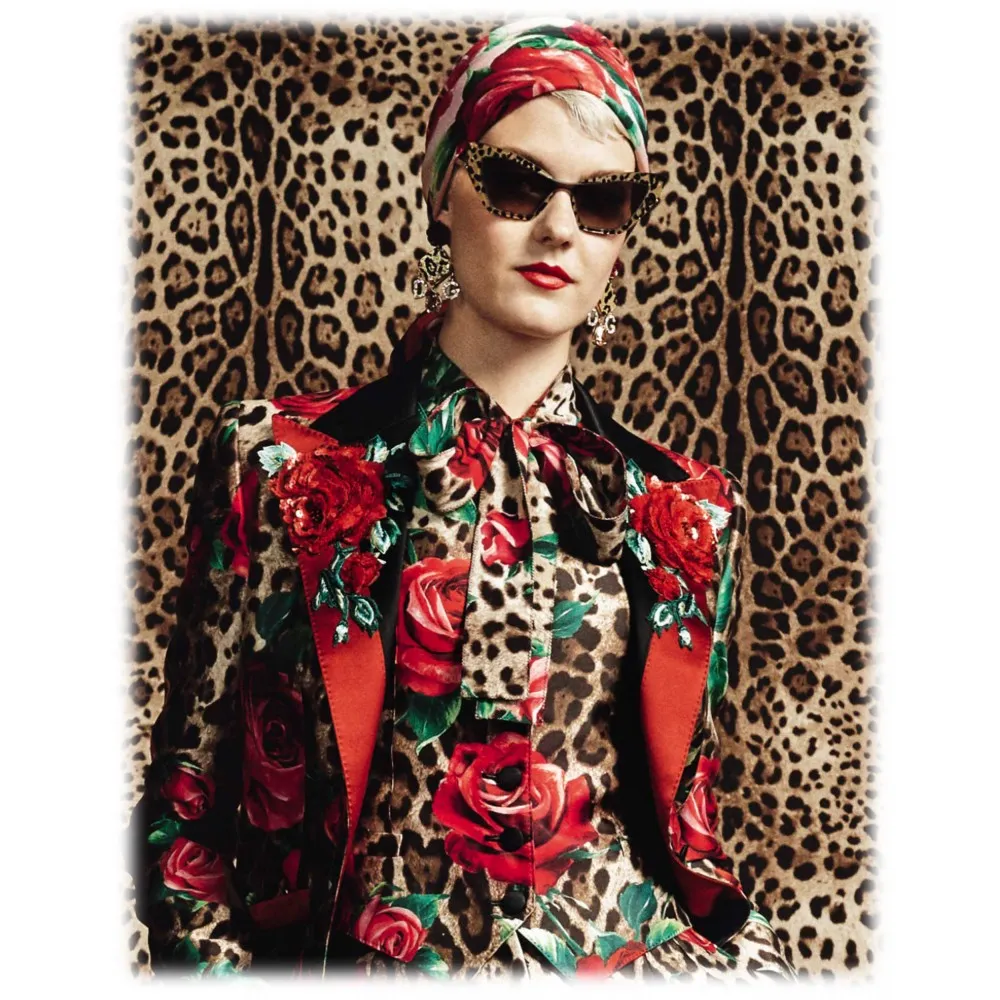 Dolce & Gabbana - Occhiale da Sole Cat Eye Print Family - Leo Glitter - Dolce & Gabbana Eyewear