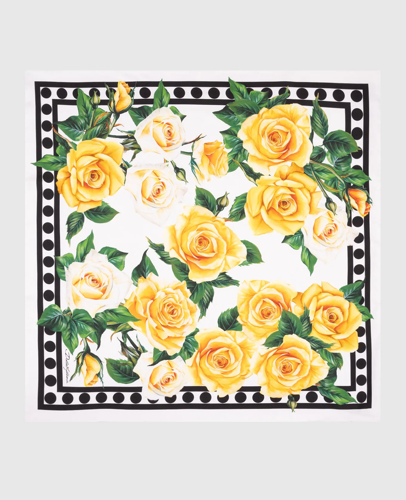 Dolce&Gabbana Fazzoletto bianco in seta con stampa floreale di rose FN092RGDAWX