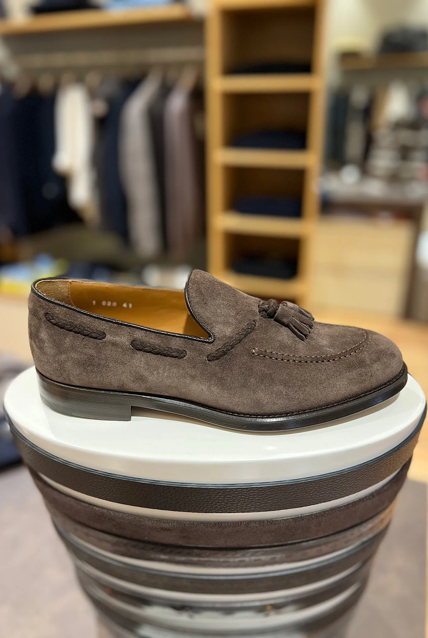 DOUCAL'S Mocassini con Nappine in Suede Testa di Moro
