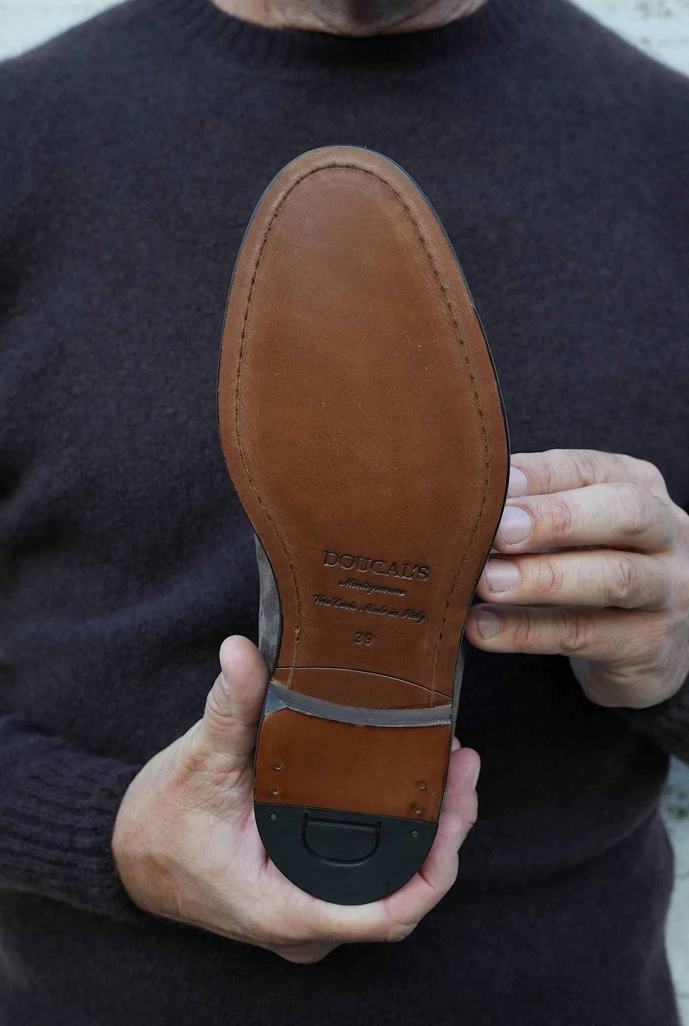 DOUCAL'S Mocassini con Nappine in Suede Testa di Moro