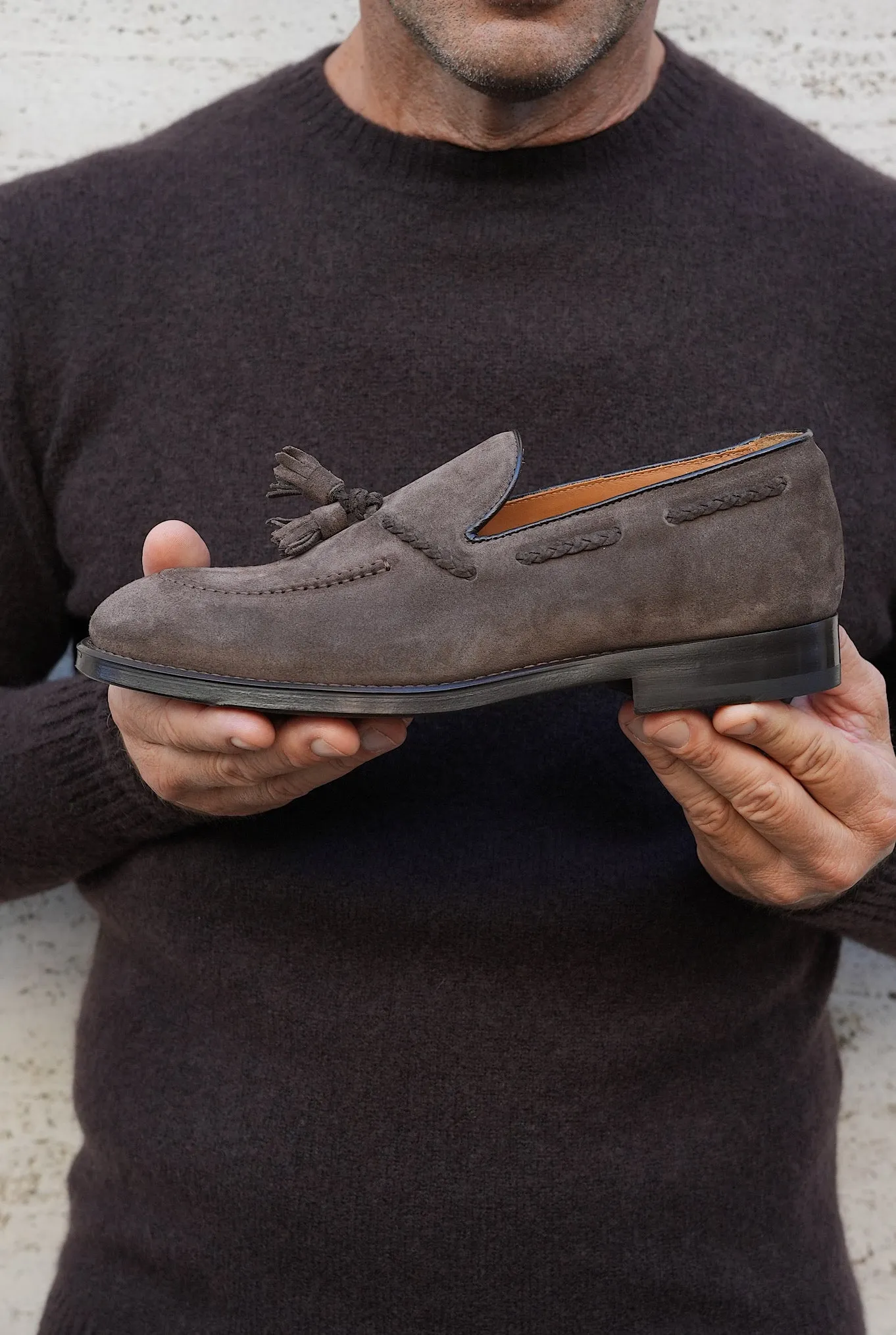 DOUCAL'S Mocassini con Nappine in Suede Testa di Moro