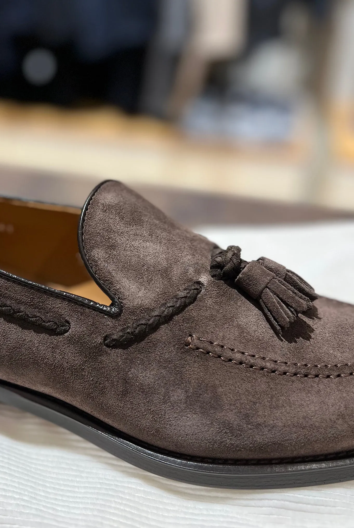 DOUCAL'S Mocassini con Nappine in Suede Testa di Moro