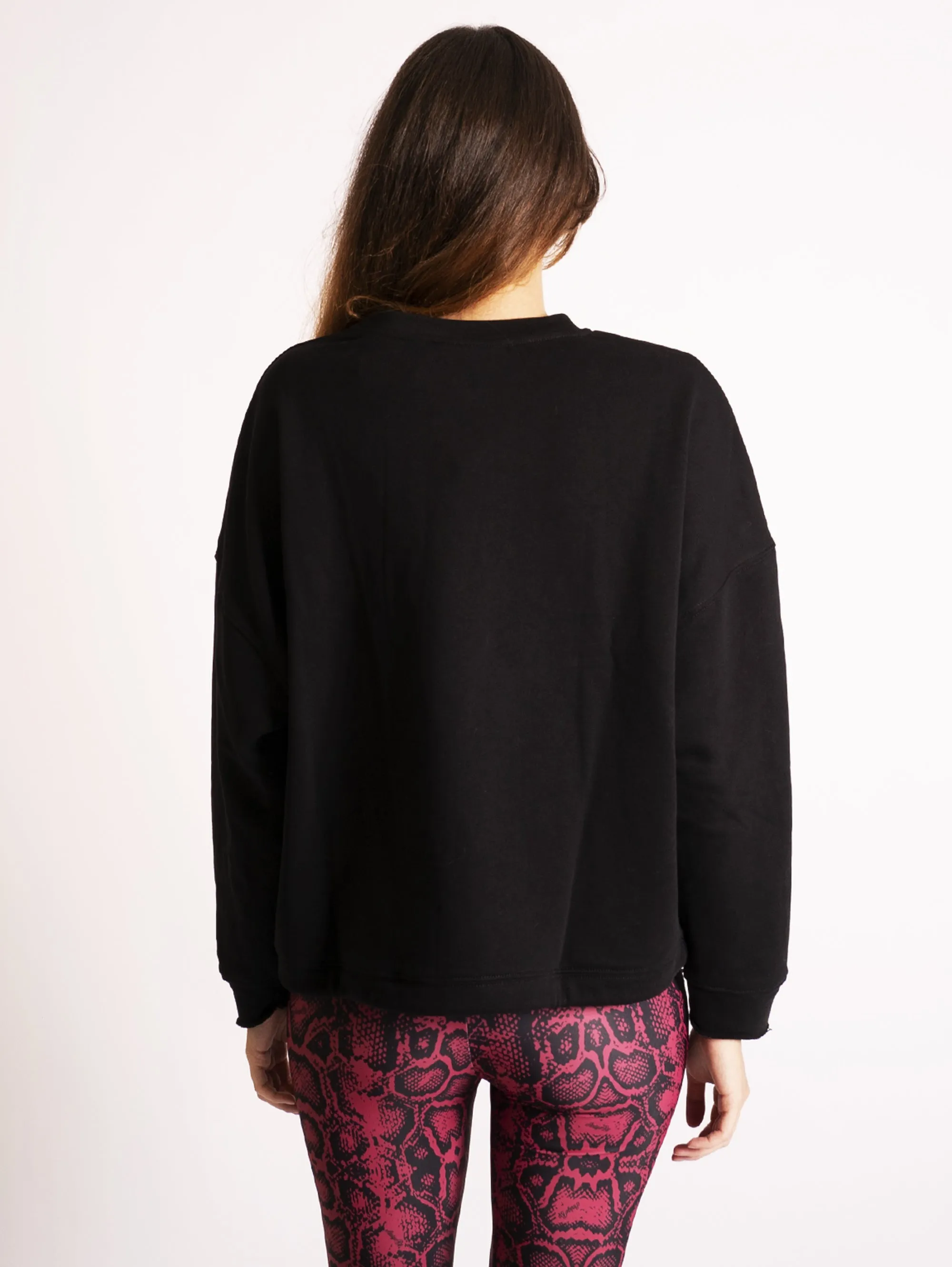 Felpa Cropped con Stampa Nero
