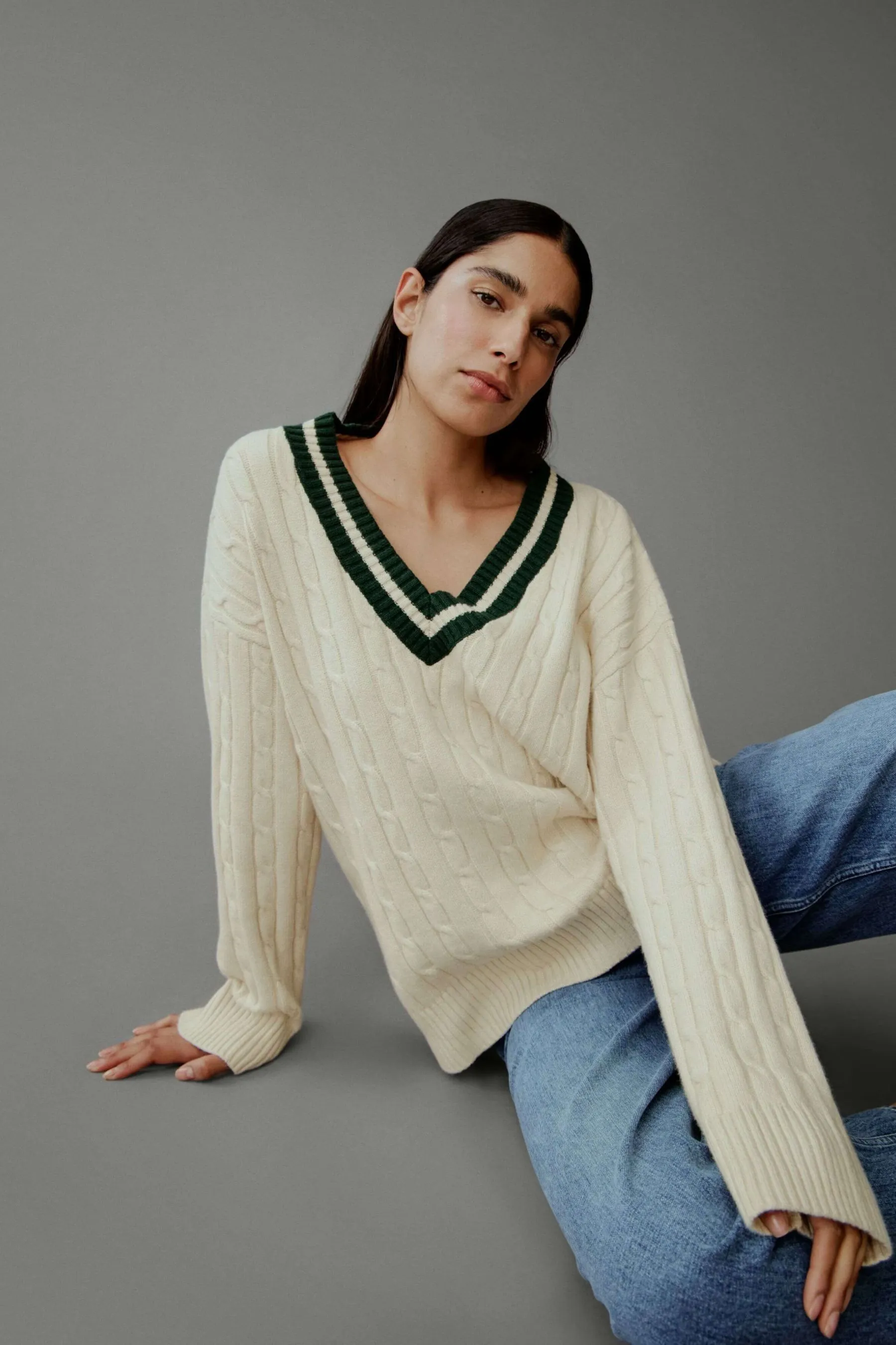 Gap Varsity Maglione CashSoft in maglia a trecce    