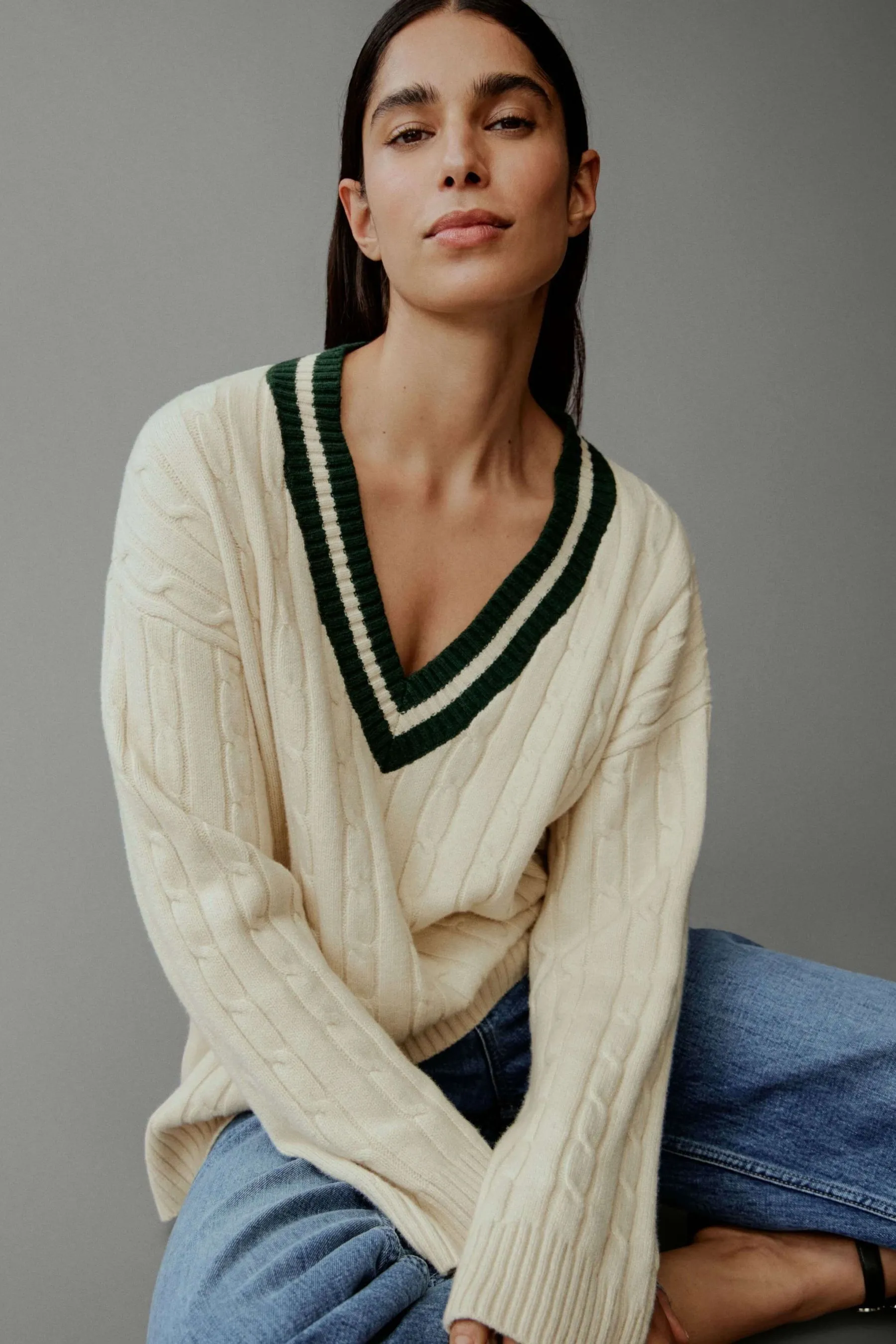 Gap Varsity Maglione CashSoft in maglia a trecce    