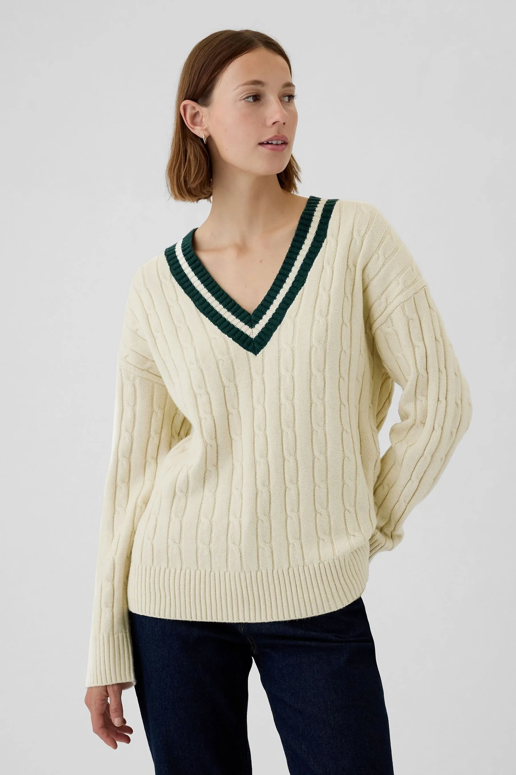Gap Varsity Maglione CashSoft in maglia a trecce    