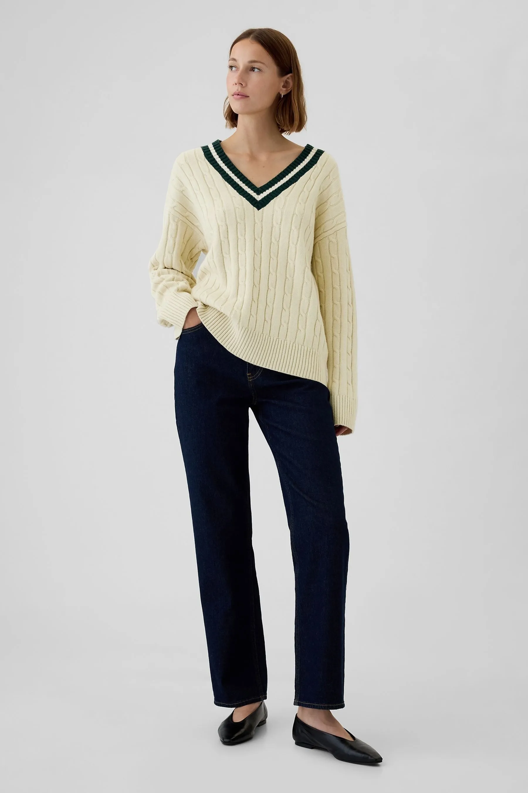 Gap Varsity Maglione CashSoft in maglia a trecce    