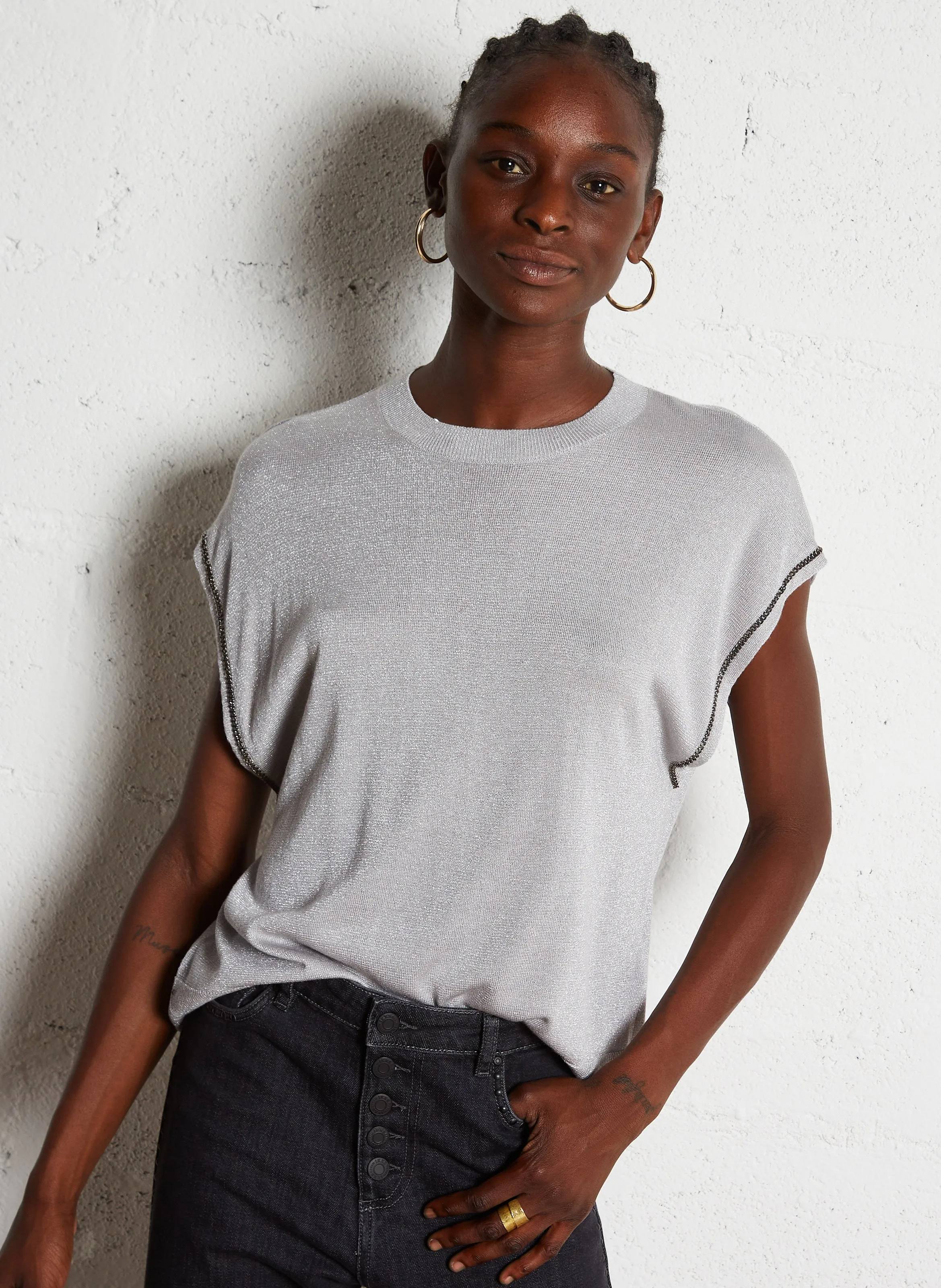  IKKS   Maglione scollo tondo metallizzato | Grigio
