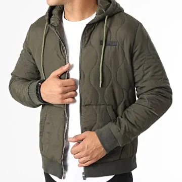 M22585CJA Giacca con cappuccio e zip verde kaki
