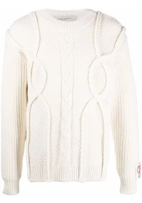 Maglione a trecce in bianco - uomo