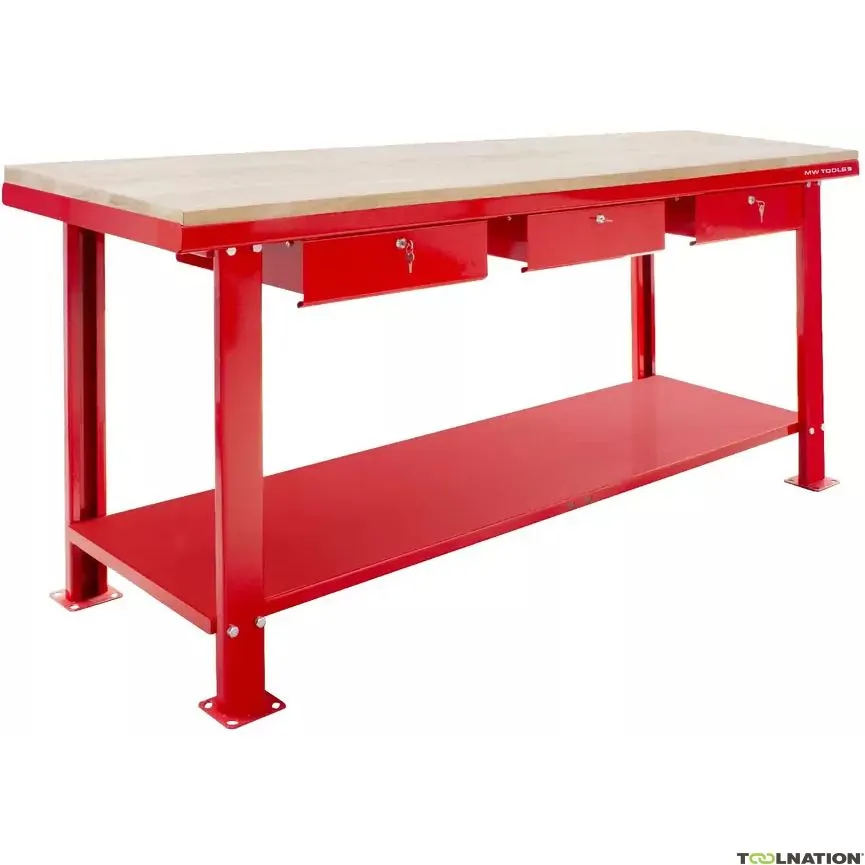 Metal Works 751002004 DER2000W Banco da lavoro da 200 cm con ripiano superiore in MDF e 3 cassetti