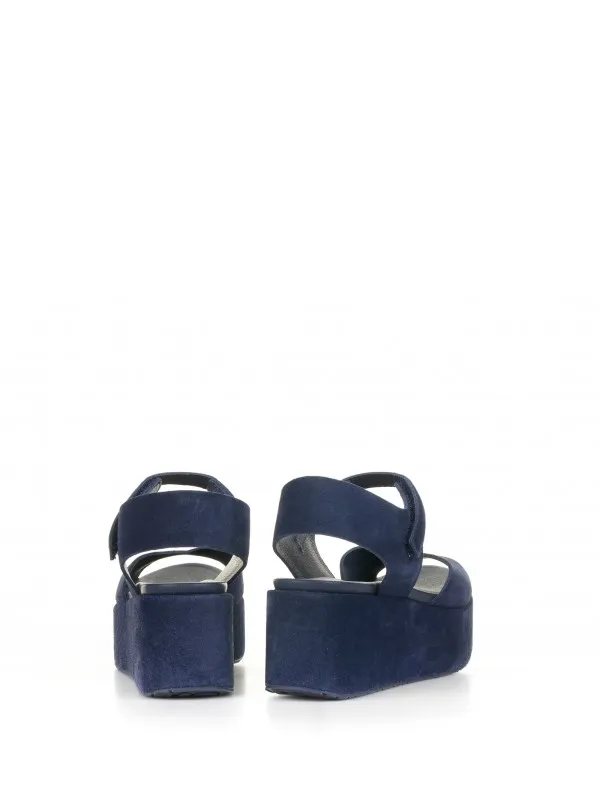 Nirvana blue platform sandal in suede