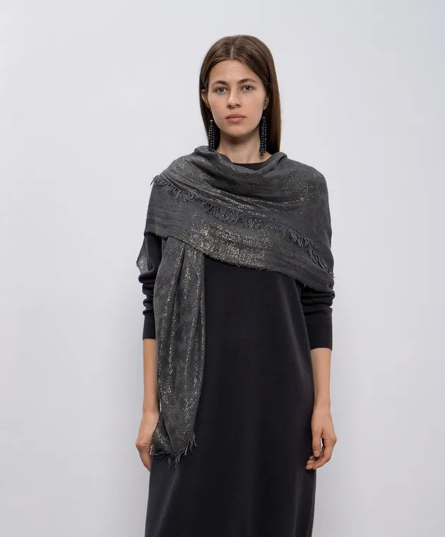 Peserico Sciarpa grigia con lana e lurex S31479C0CC265