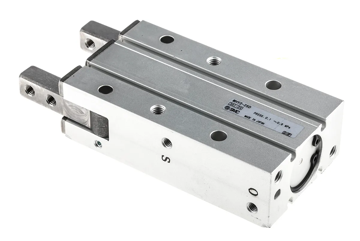 Pinza pneumatica, SMC MHY2-25D, serie MHY2, 2 dita, Doppio effetto, 0,6 MPa max, attacco M5 x 0.8, presa Ad angolo