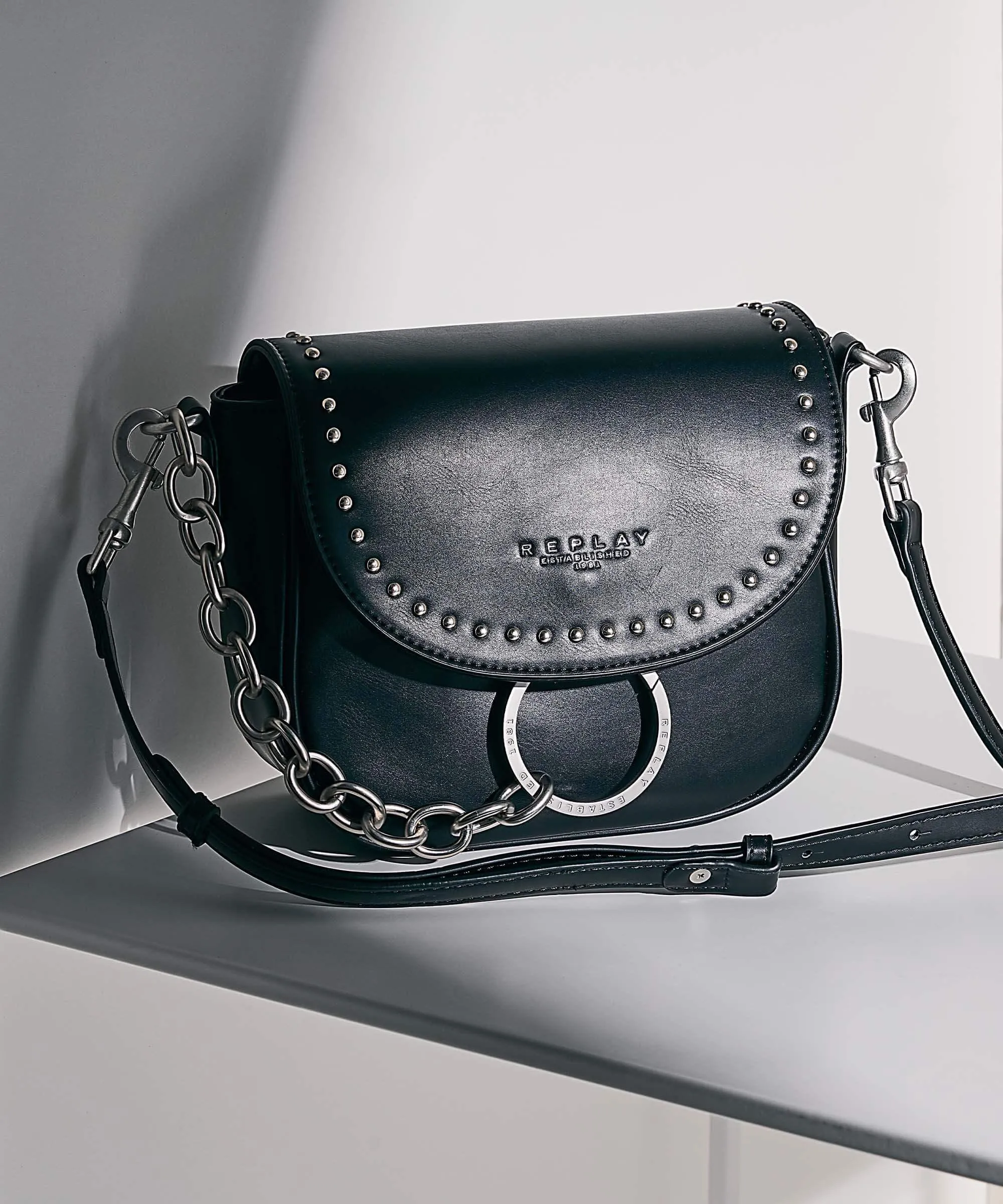 Replay Borsa a tracolla pelle sintetica nero  