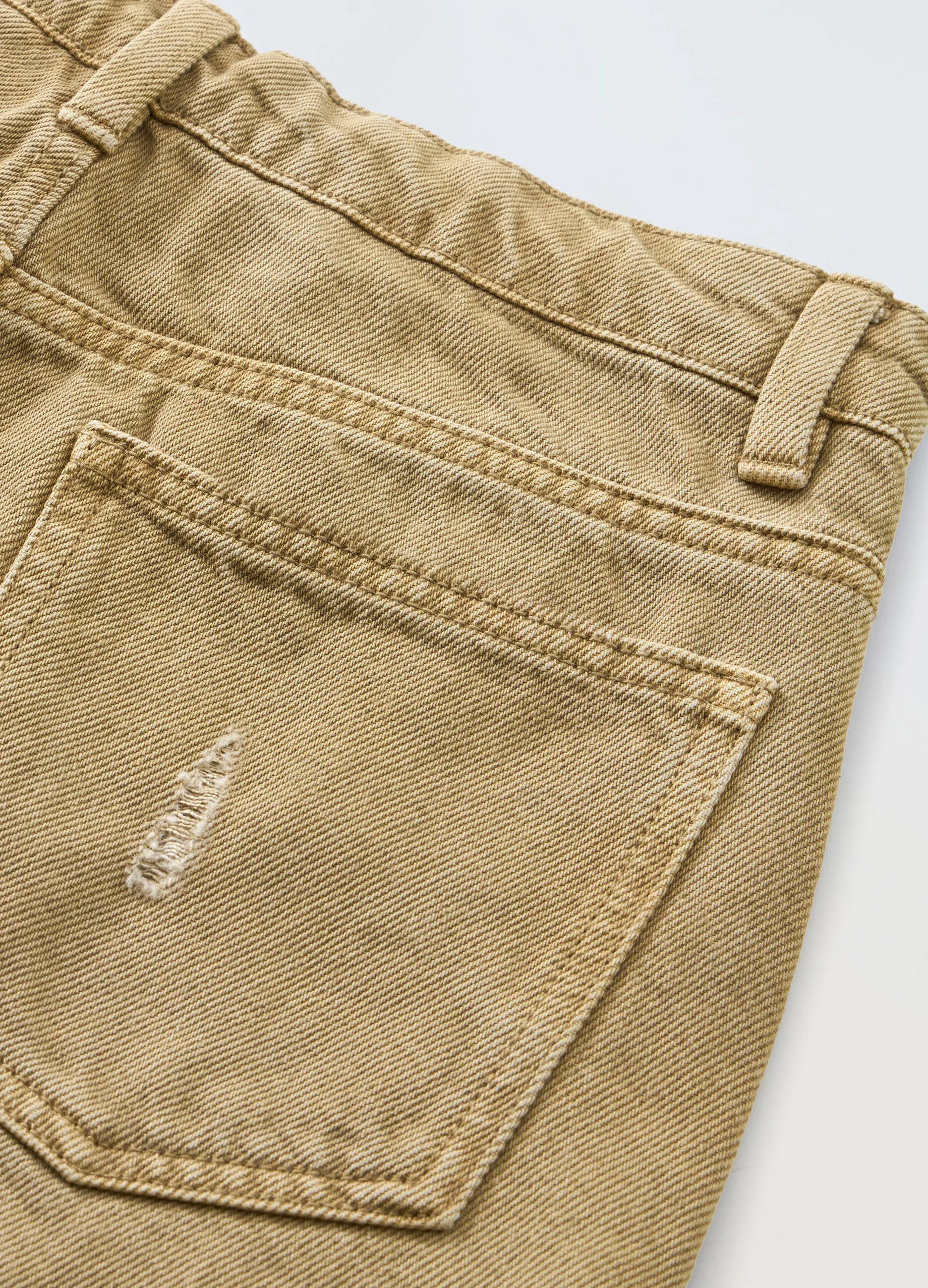 Shorts ripped in denim di puro cotone ragazzo