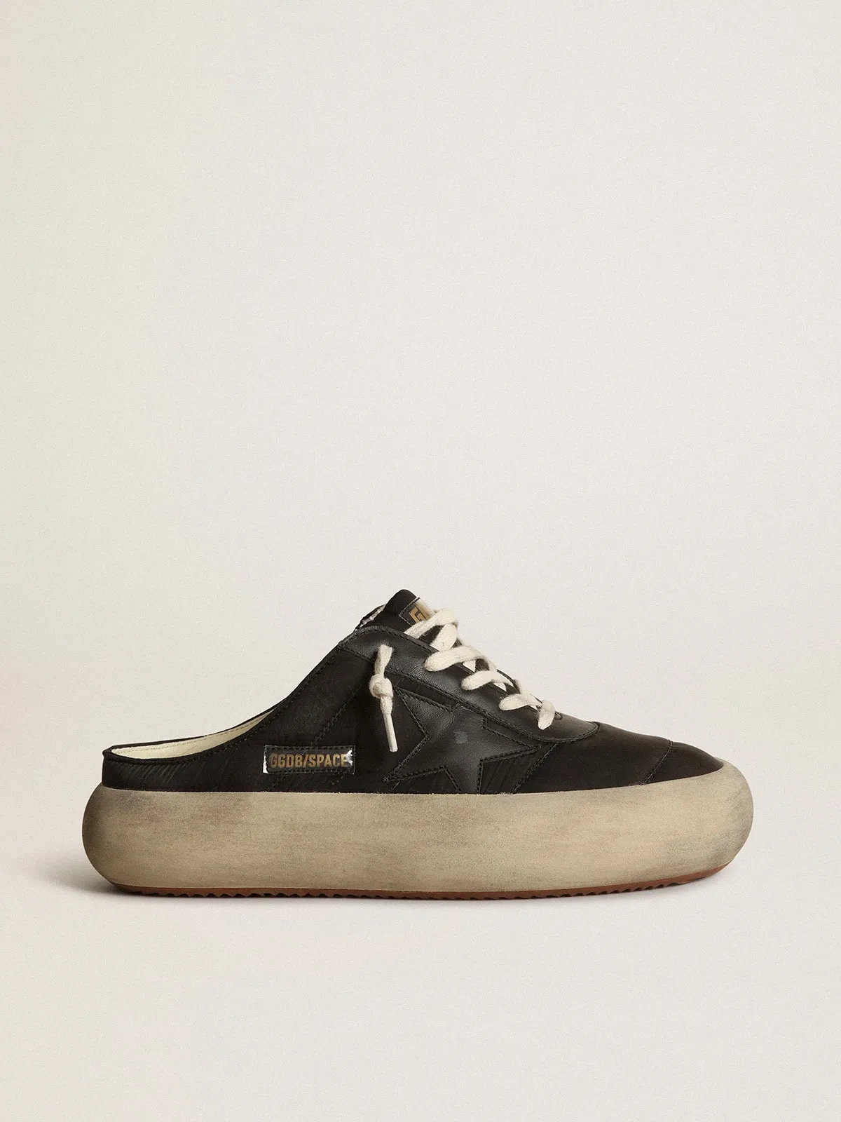 Space-Star Sabot Donna con stella in pelle e fodera in shearling