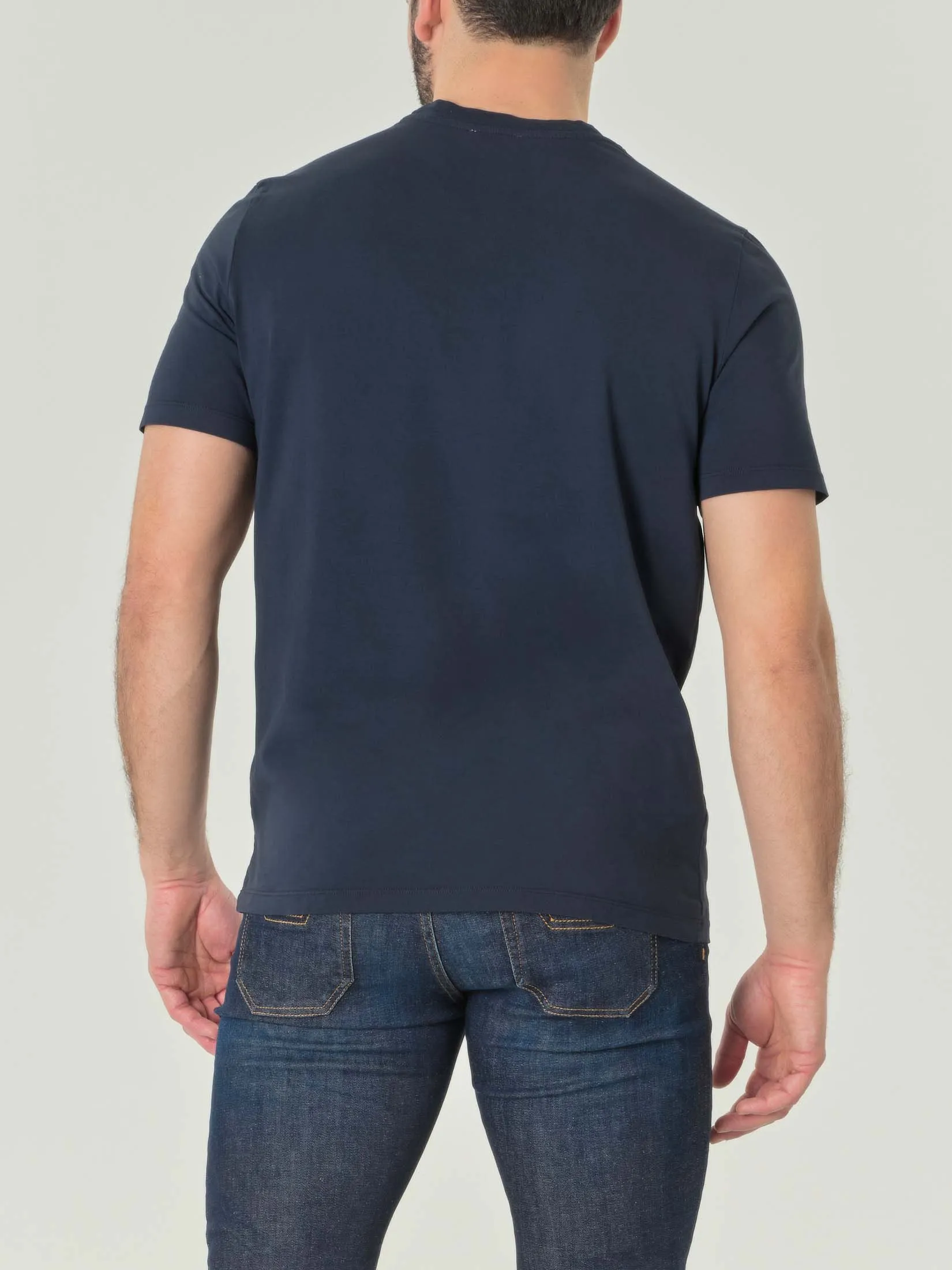 T-shirt blu navy in jersey di puro cotone a tinta unita