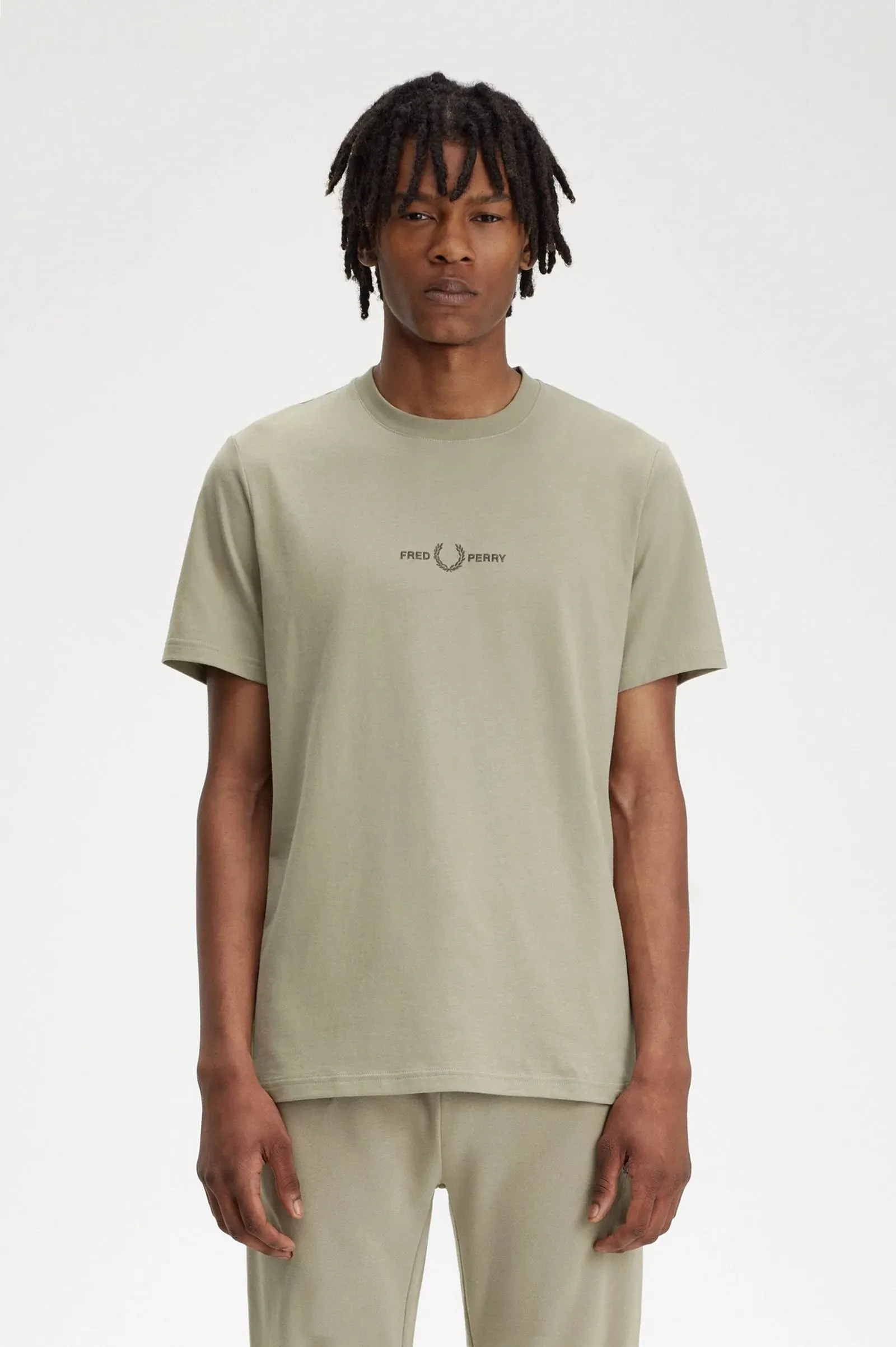 T-Shirt con Ricamo Fred Perry Grigia da Uomo