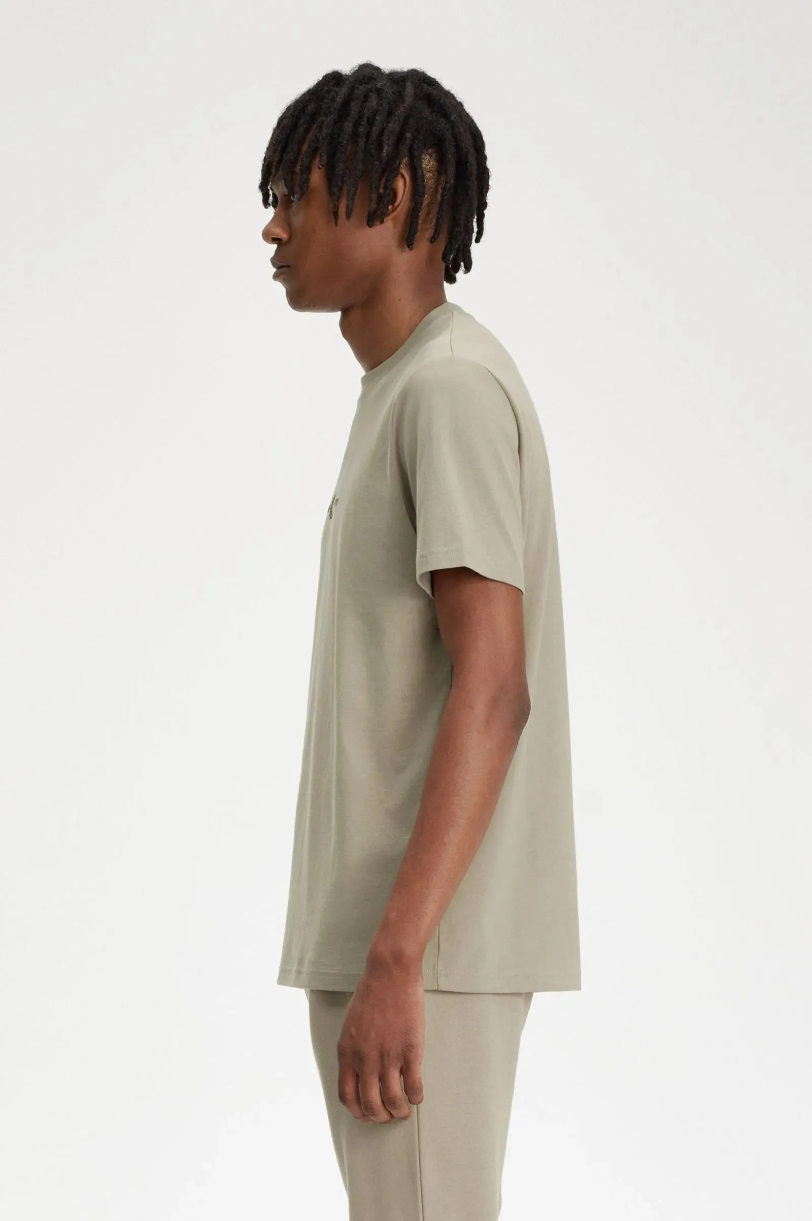T-Shirt con Ricamo Fred Perry Grigia da Uomo