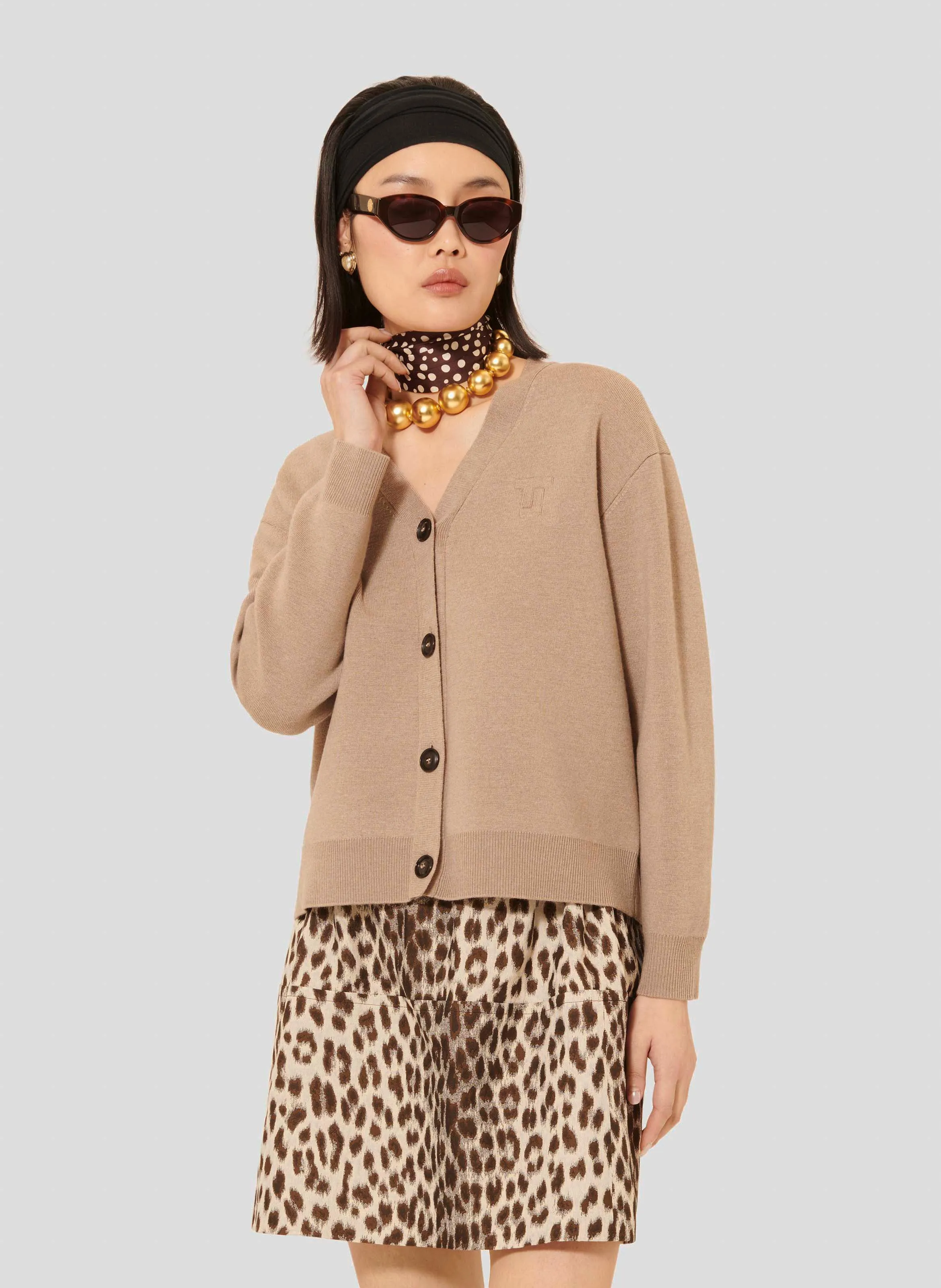  TARA JARMON   GIBUS - Cardigan dritto in misto lana | Marrone