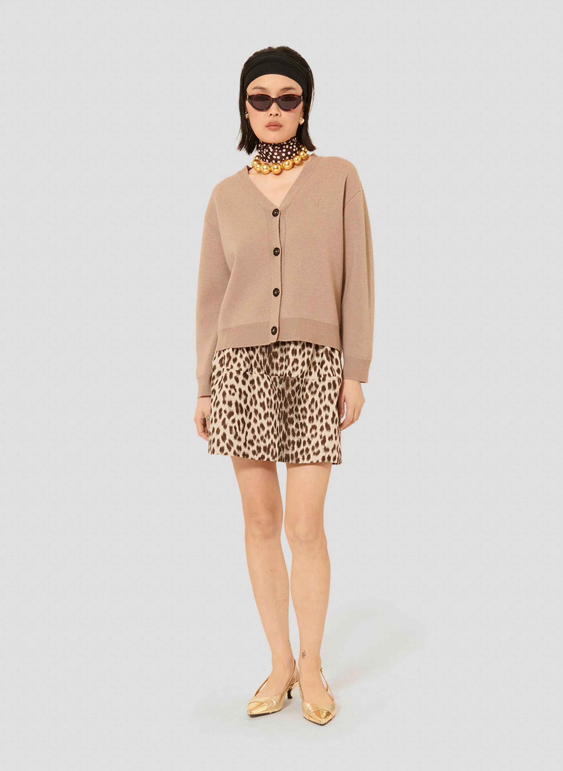  TARA JARMON   GIBUS - Cardigan dritto in misto lana | Marrone
