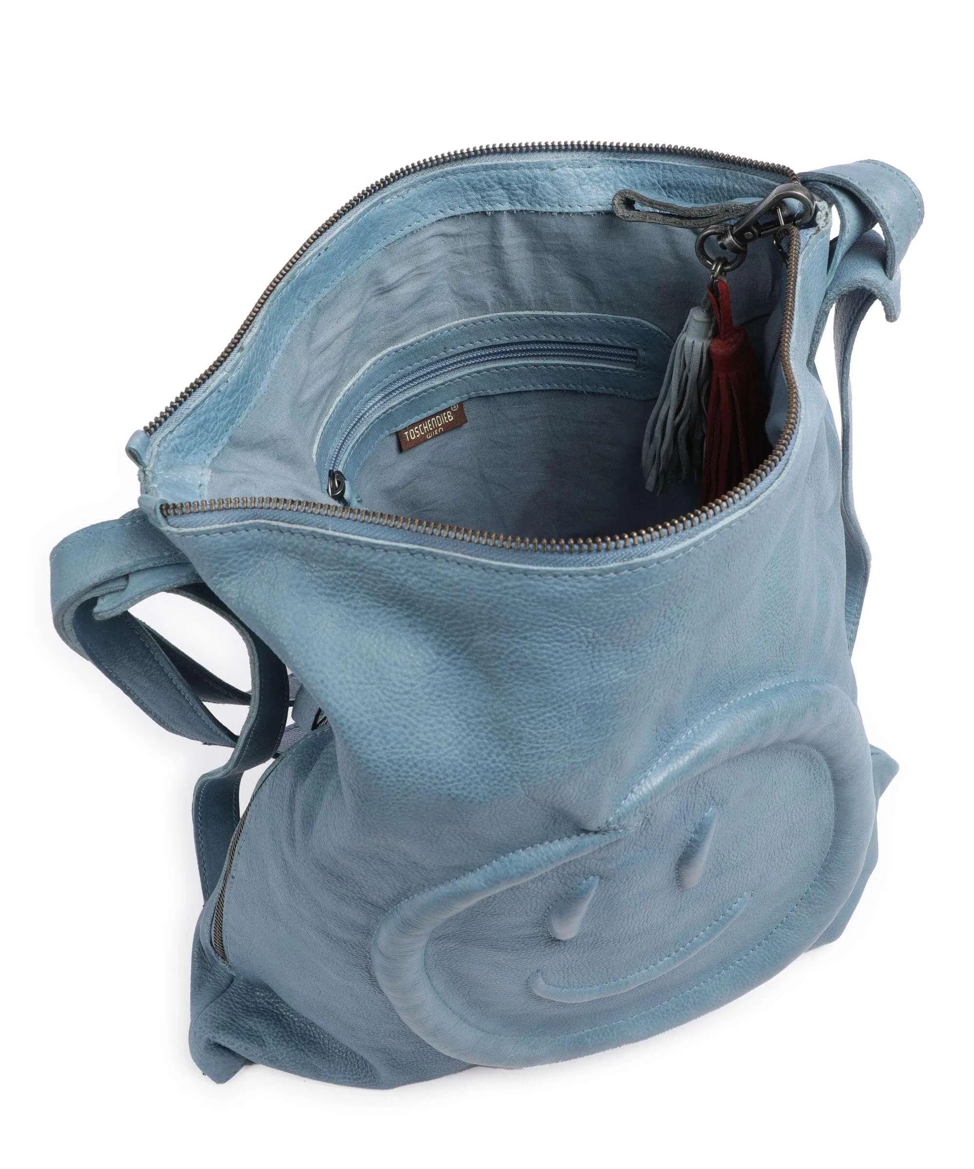  Taschendieb Wien Paradiesgarten 1 Borsa a zainetto pelle di vacchetta grana blu  